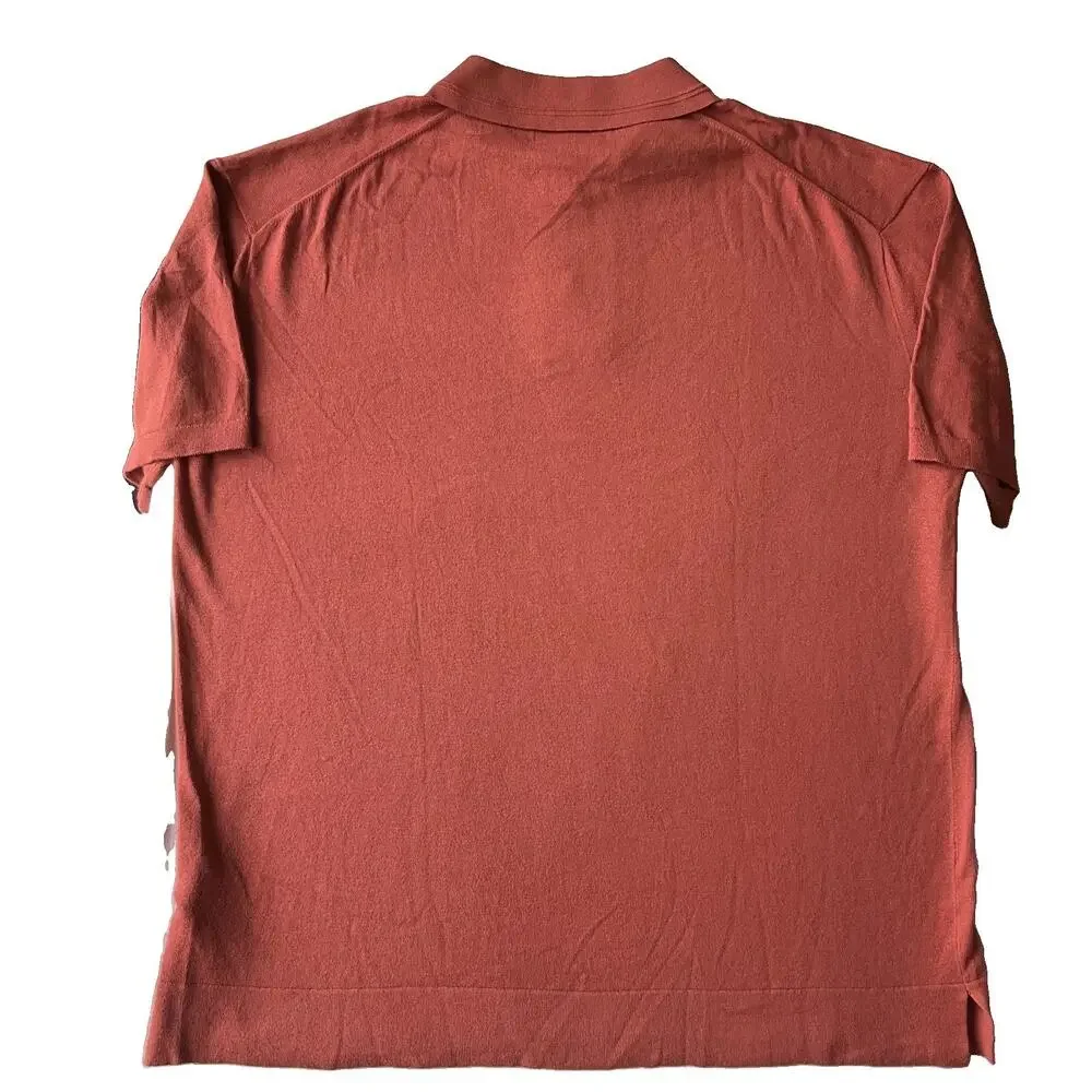 Banana Republic Men Polo L Rust Classic Button Short Sleeve